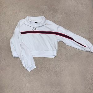 Red white and blue cropped 1/4 zip